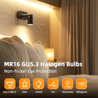 12er-Pack MR16 Halogenlampen, 2-polig, GU5.3, 12 V, 35 W, dimmbar, warmweiß (2700 K), 350 lm