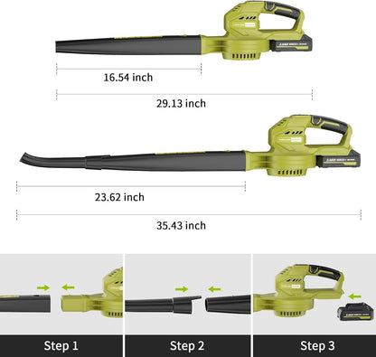 Akku-Laubbläser, 20V Kabellos Laubbläser mit 2 x 2,0Ah Akkus und Schnellladegerät,