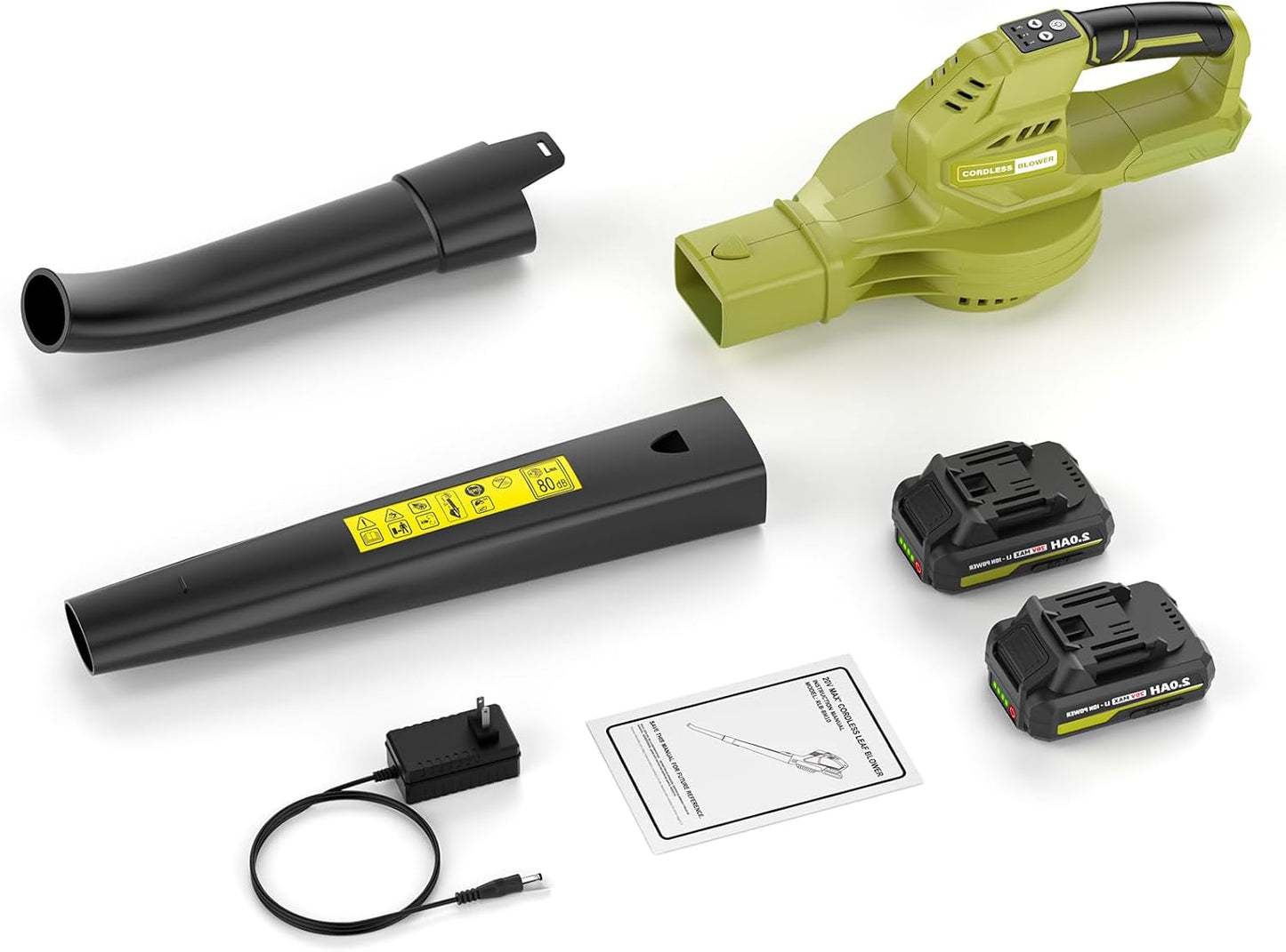 Akku-Laubbläser, 20V Kabellos Laubbläser mit 2 x 2,0Ah Akkus und Schnellladegerät,
