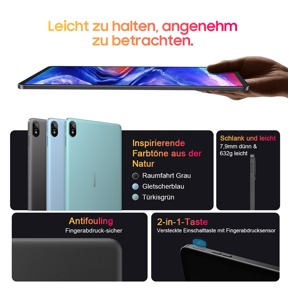Blackview Tab 18 Android Tablet 12 Zoll 16GB+256GB 8800mAh Widevine L1-Netflix