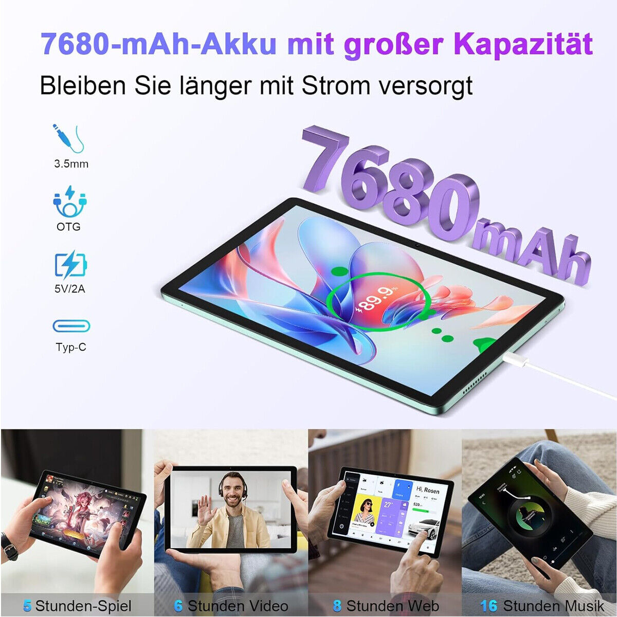 Tablette Blackview Tab 80 4G double SIM Android 13, 10 pouces, 128 Go, 7680 mAh