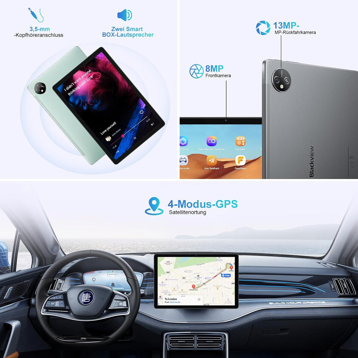 Tablette Blackview Tab 80 4G double SIM Android 13, 10 pouces, 128 Go, 7680 mAh