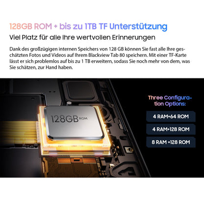 Tablette Blackview Tab 80 4G double SIM Android 13, 10 pouces, 128 Go, 7680 mAh