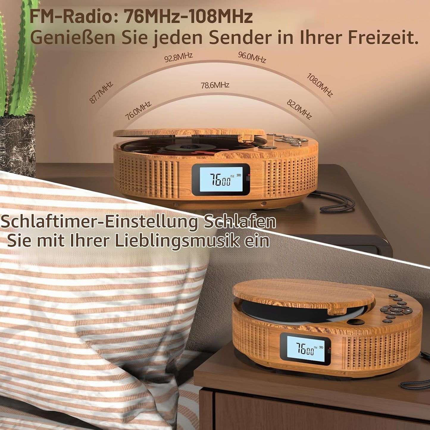 CD Player tragbar mit Bluetooth discman Kinder Lautsprecher Radio Boombox-CD-Player
