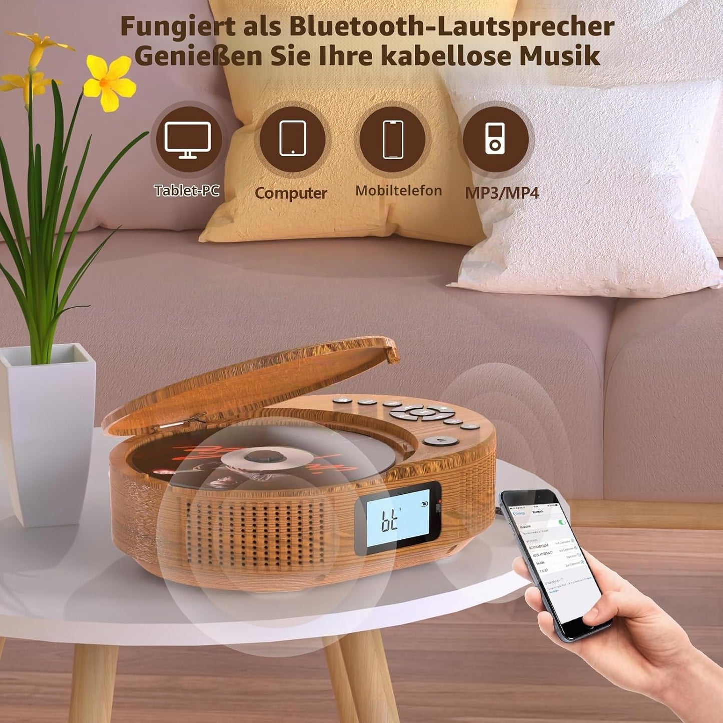 CD Player tragbar mit Bluetooth discman Kinder Lautsprecher Radio Boombox-CD-Player