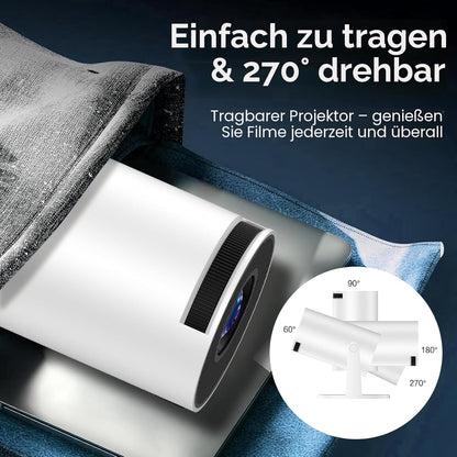 Mini Beamer Unterstützt FHD 4K 1080P, Projektor Tragbarer,WiFi 6, Bluetooth 5.4 Schwarz