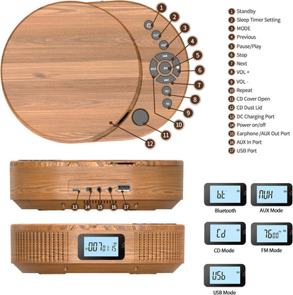 CD Player tragbar mit Bluetooth discman Kinder Lautsprecher Radio Boombox-CD-Player