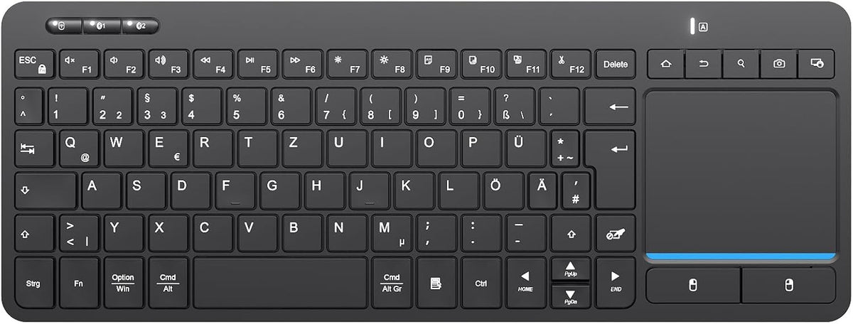 Kabellose Bluetooth-Tastatur mit Touchpad(Dual BT+2.4G USB)mit Touch-Trackpad Schwarz