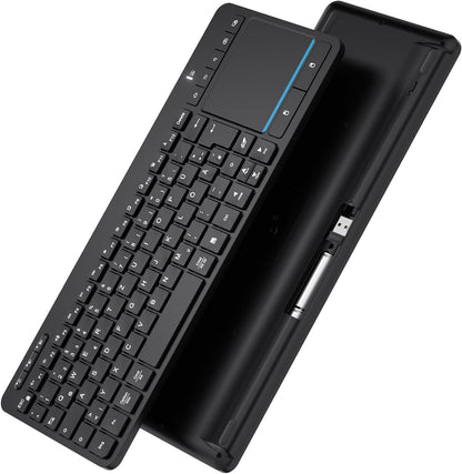 Kabellose Bluetooth-Tastatur mit Touchpad(Dual BT+2.4G USB)mit Touch-Trackpad Schwarz