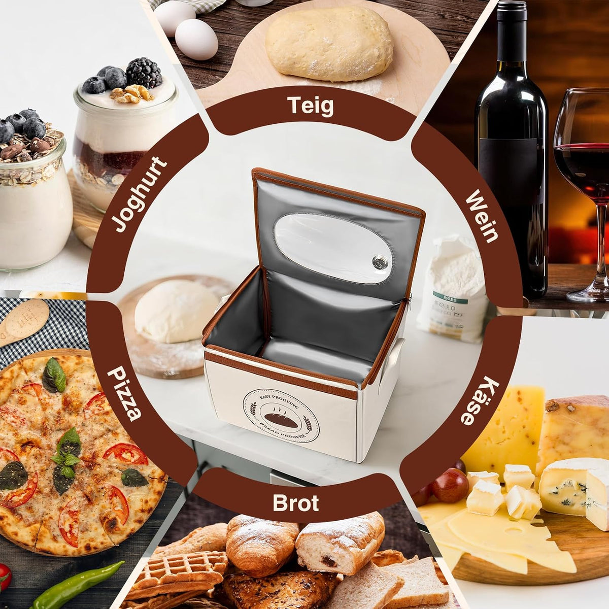 Bourske Brot Gärbox Sauerteig, Dreiseitenheizung mit Thermostat 42L