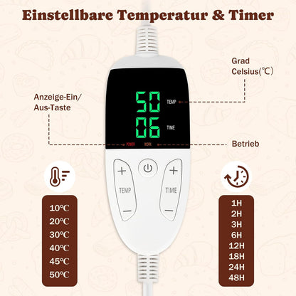 Bourske Brot Gärbox Sauerteig, Dreiseitenheizung mit Thermostat 42L