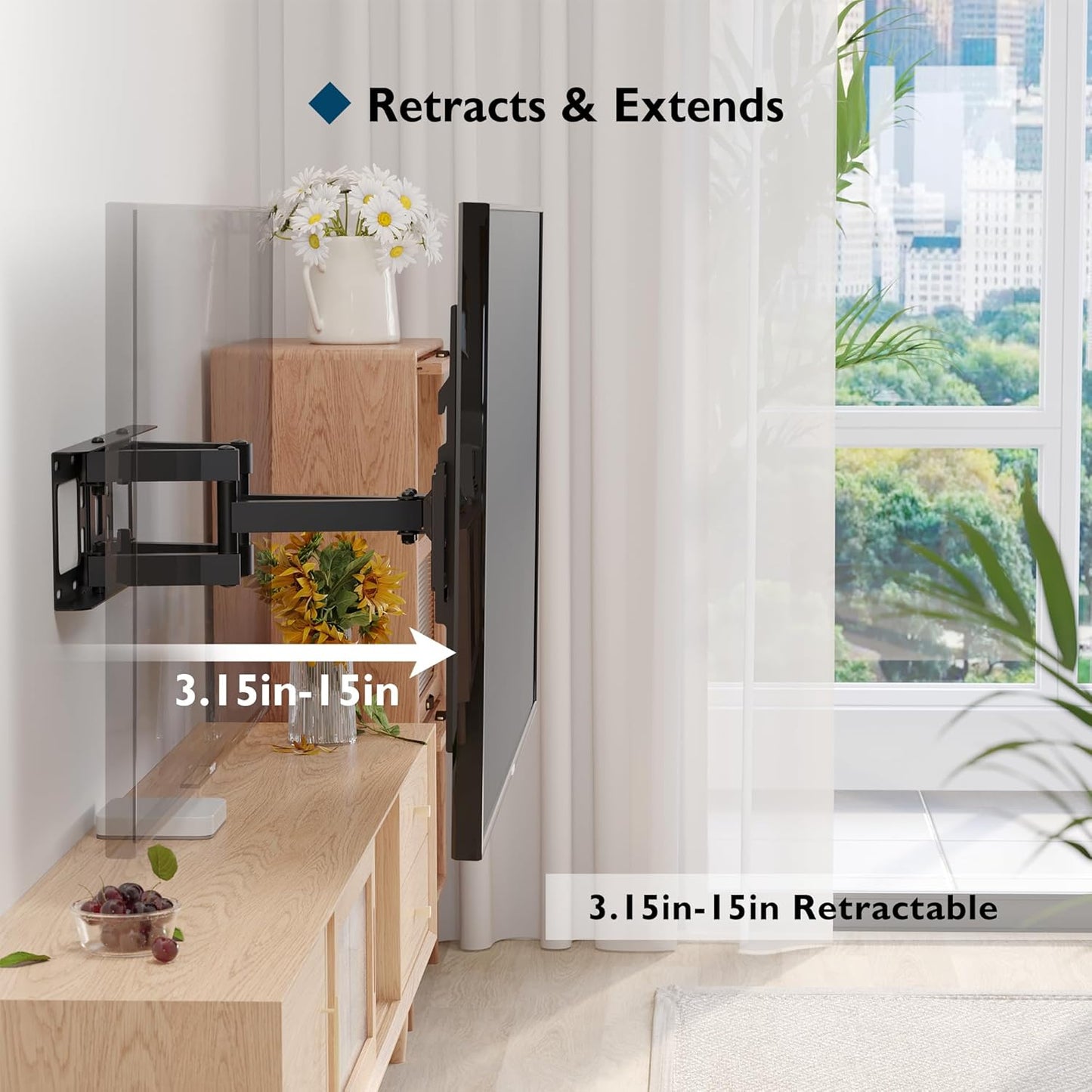 BONTEC TV Wandhalterung Schwenkbar Neigbar für 23-60 Zoll Flach & Curved
