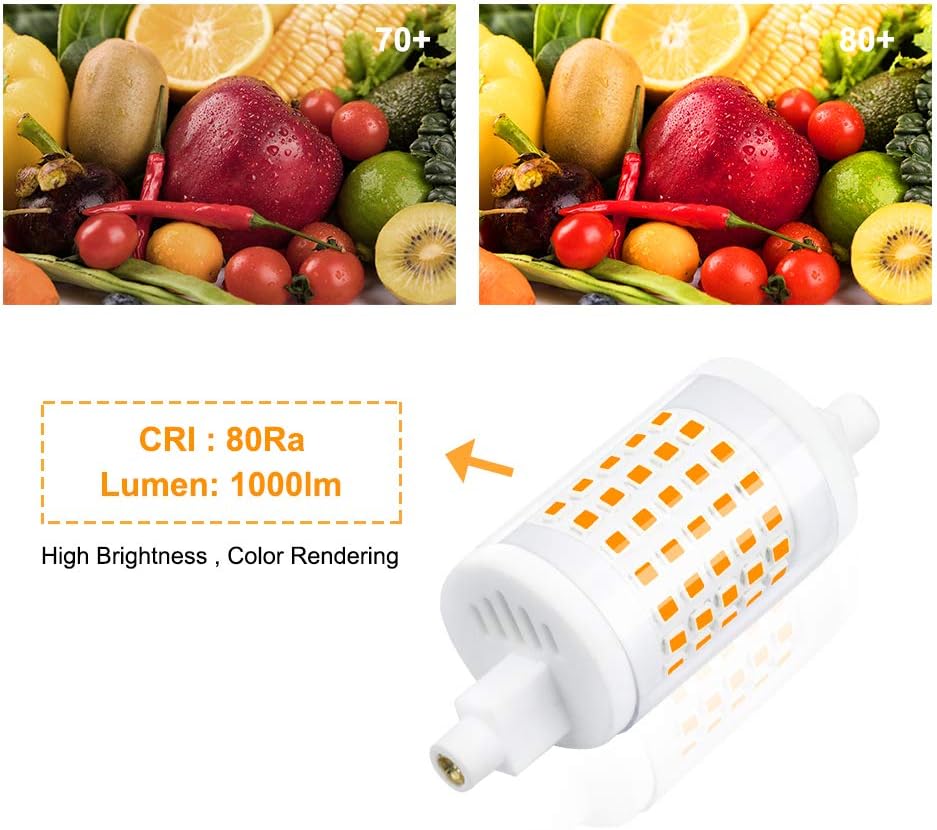 2 x R7s 10W LED 78mm Dimmbare Keramik-Lampe 220V 1000LM Warmweiß 3000K mit SMD2835 LED-Röhre 360° Ersatz für 100W Halogenlampe [Energieklasse E]