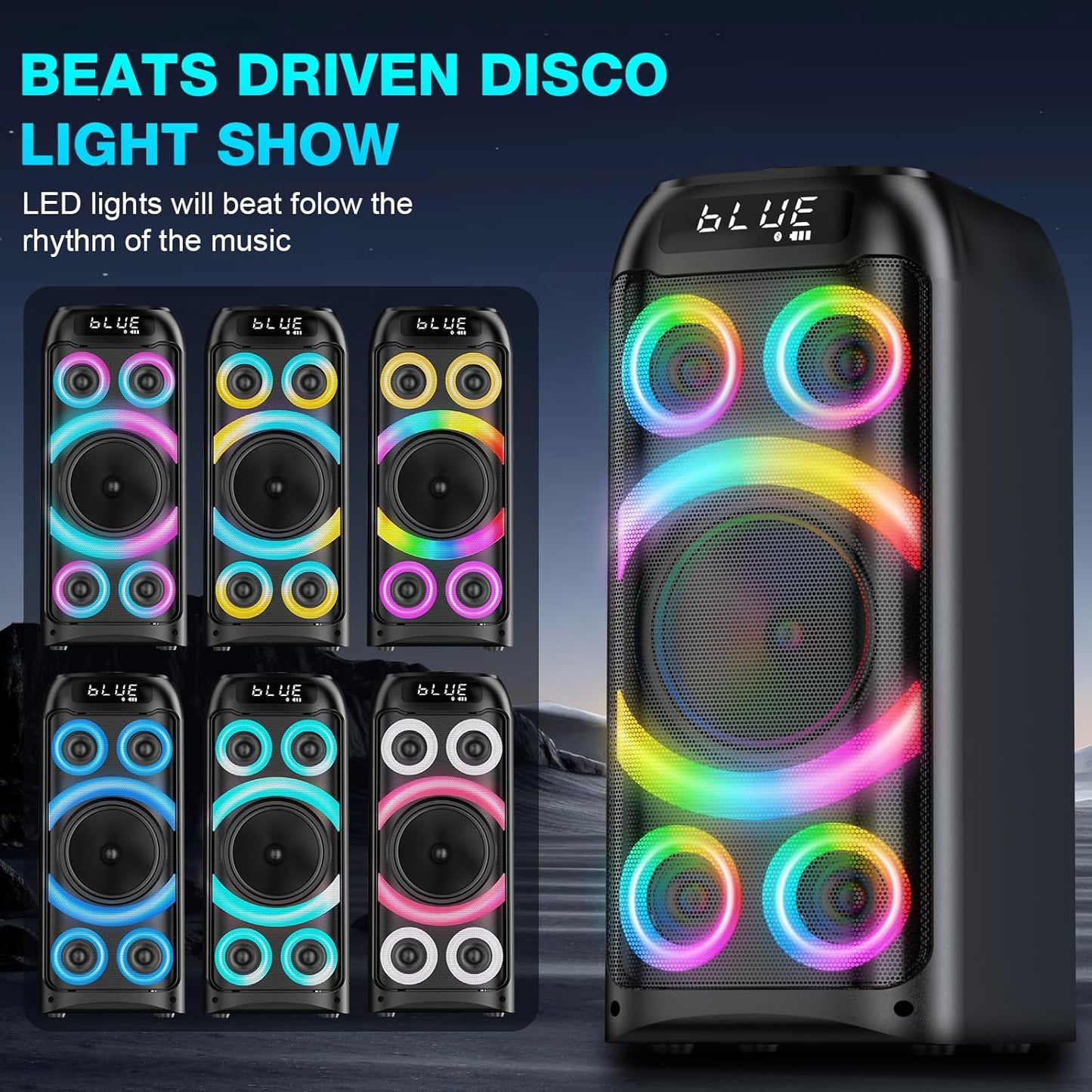 Bohini Bluetooth-Lautsprecher, 160 W Spitze, leistungsstark, laut, Stereo-Sound,tiefer Bass