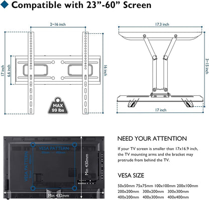 BONTEC TV Wandhalterung Schwenkbar Neigbar für 23-60 Zoll Flach & Curved