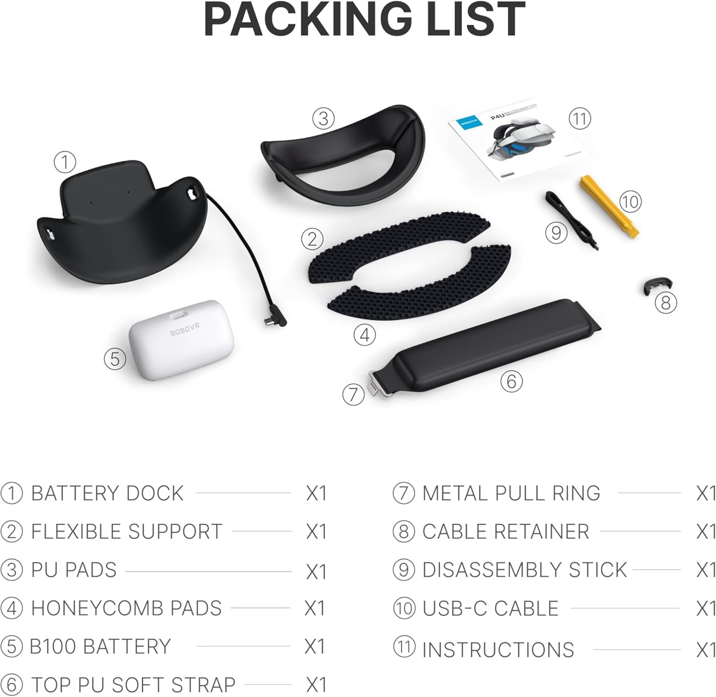 BOBOVR P4U Strap mit Akku Upgrade Combo Kompatibel mit Pico4 Ultra/