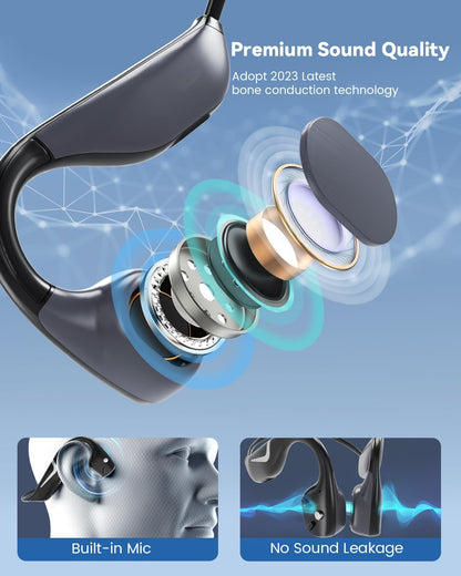Prise casque DV68 à conduction osseuse, Bluetooth, prise casque ouverte avec microphone, étanchéité IP67