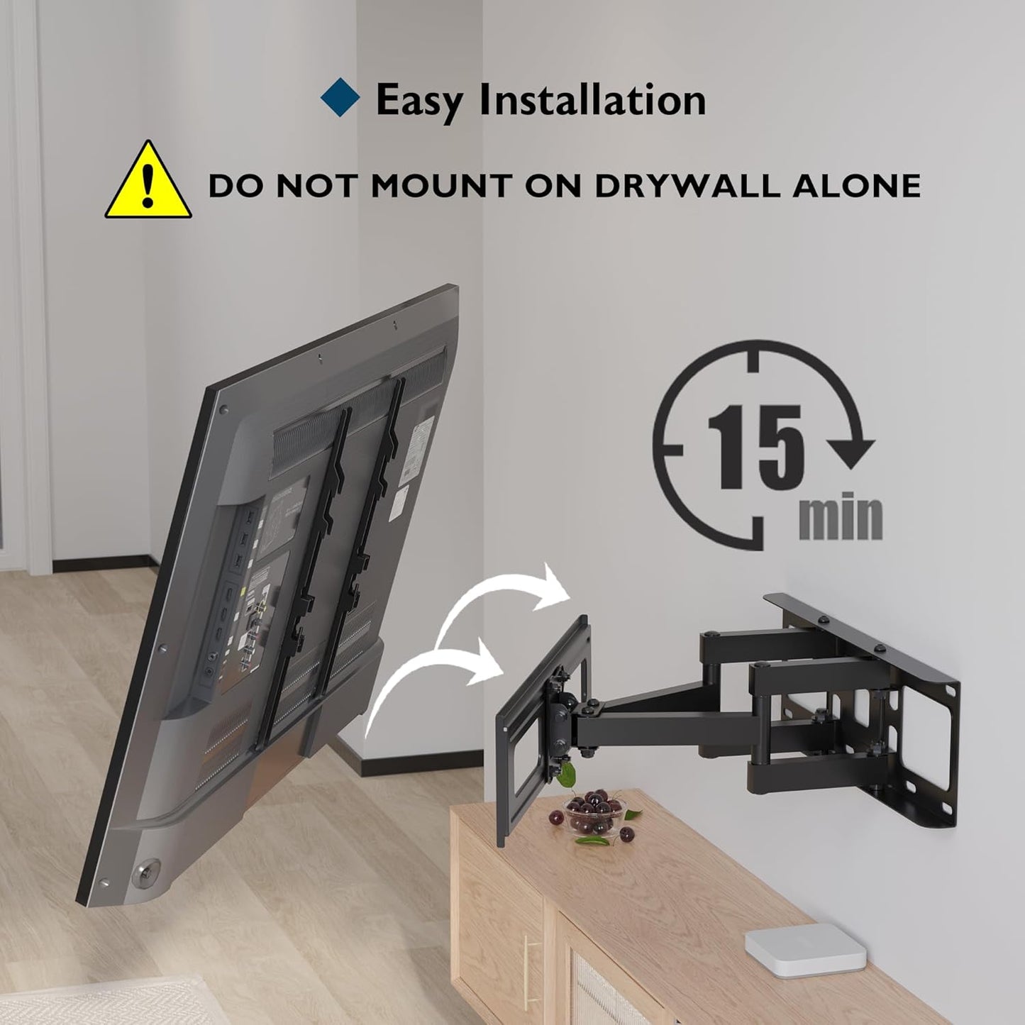 BONTEC TV Wandhalterung Schwenkbar Neigbar für 23-60 Zoll Flach & Curved