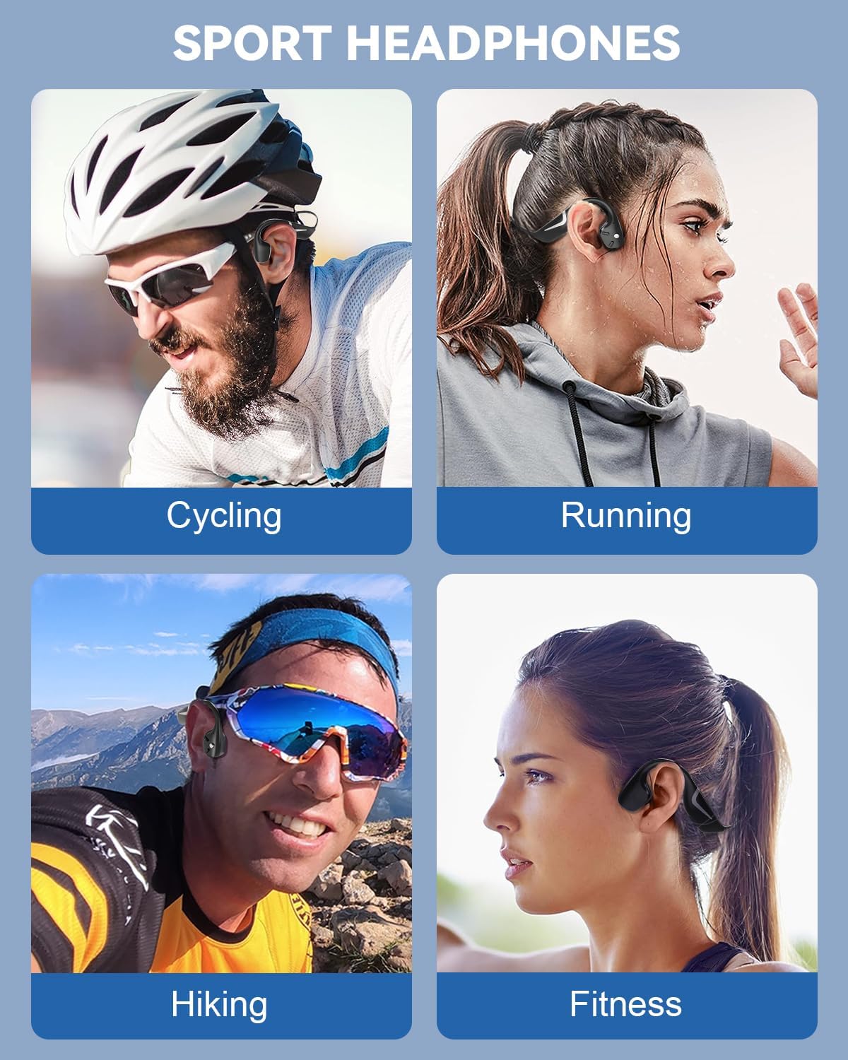 Prise casque DV68 à conduction osseuse, Bluetooth, prise casque ouverte avec microphone, étanchéité IP67
