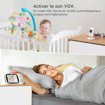 BOIFUN Babyphone mit Kamera, VOX Babyfon, Nachtsicht Baby, Wecker, Temperaturüberwachung, Video Überwachung mit 3.2" Digital LCD Bildschirm Wireless,Gegensprechfunktion, Wiederaufladbar, 240p