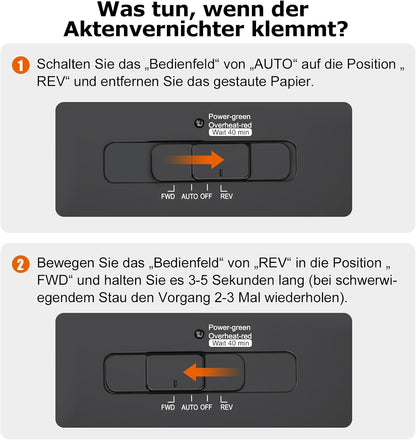 Bonsaii Aktenvernichter 8 Blatt, Papierschredder mit Sicherheitsstufe P-4 C261-C Schwarz