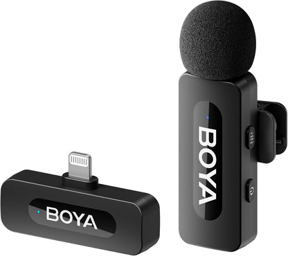 BOYA BY-V1 Wireless Lavalier Mikrofon for iPhone,Kabellos, 100m Reichweite