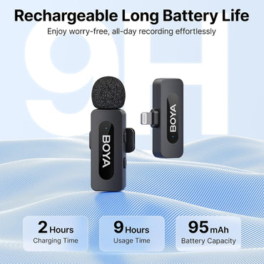 BOYA BY-V1 Wireless Lavalier Mikrofon for iPhone,Kabellos, 100m Reichweite