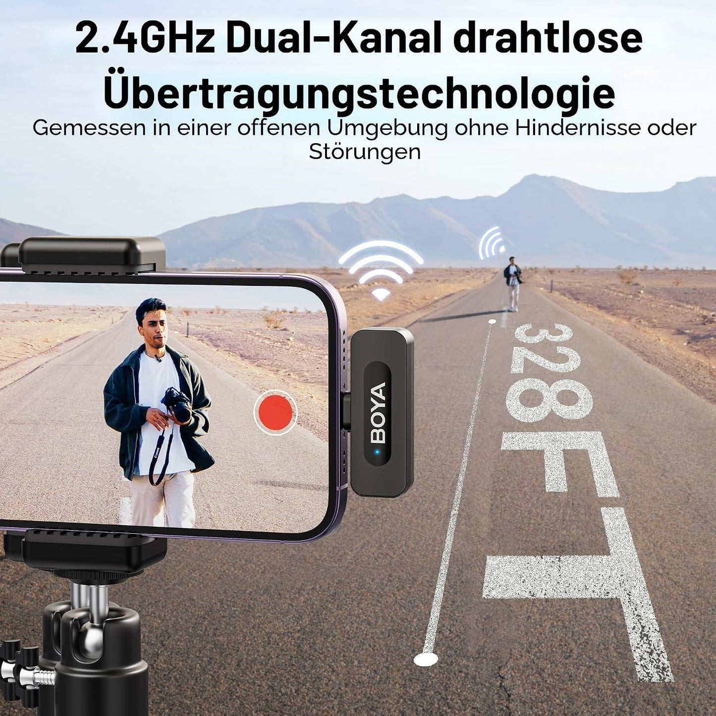 BOYA BY-V1 Wireless Lavalier Mikrofon for iPhone,Kabellos, 100m Reichweite