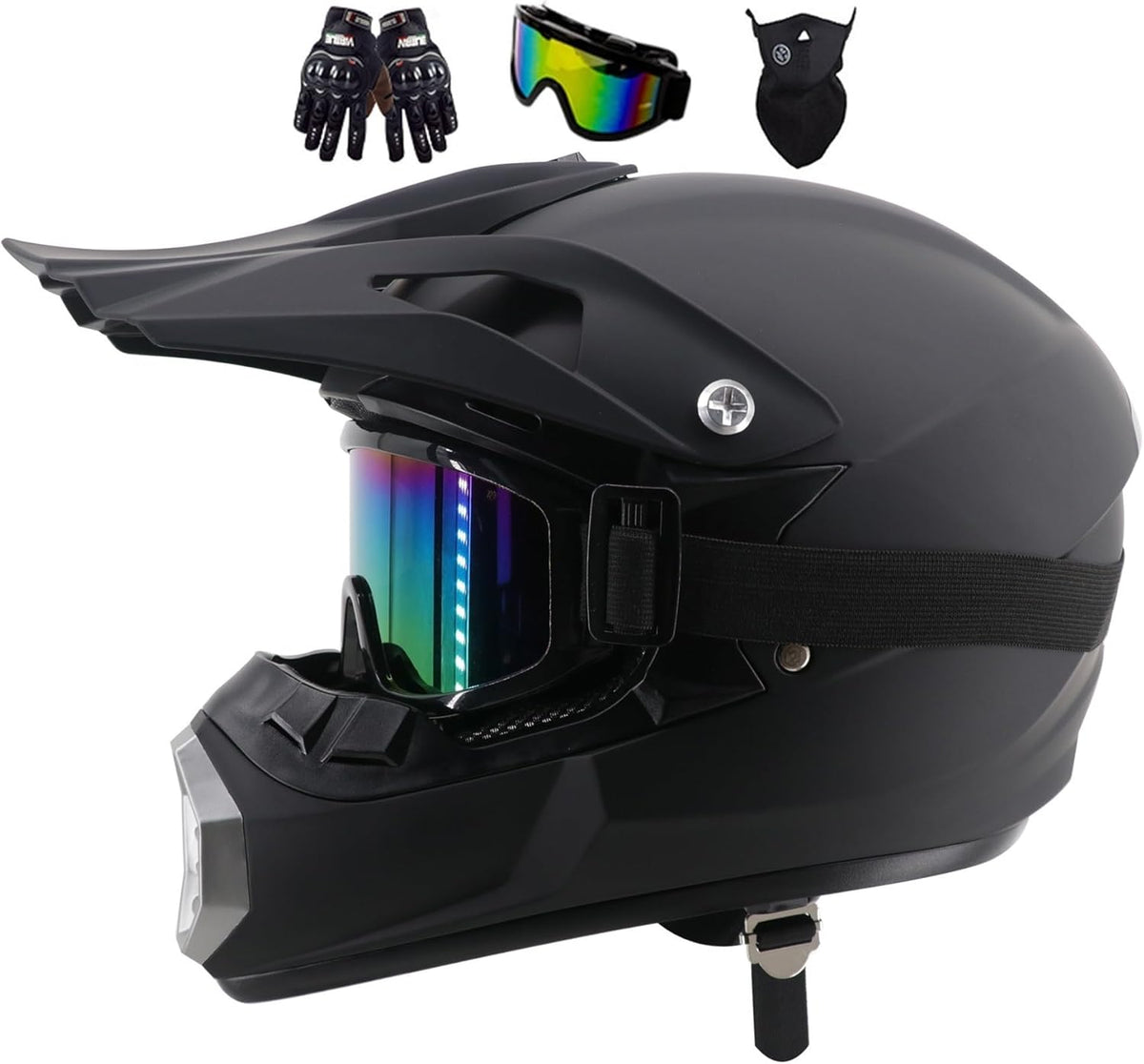 Motocross Motorrad Helm Set (XL) Fullface Helm, Herren Damen Jugend Downhill Motorradhelm,  XL