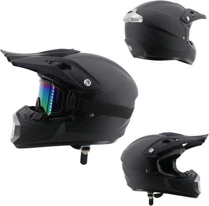 Motocross Motorrad Helm Set (XL) Fullface Helm, Herren Damen Jugend Downhill Motorradhelm,  XL