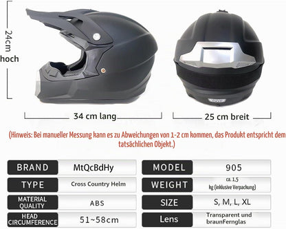 Motocross Motorrad Helm Set (XL) Fullface Helm, Herren Damen Jugend Downhill Motorradhelm,  XL