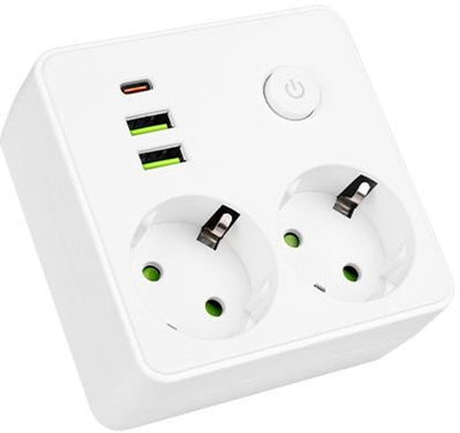 Brennenstuhl mehrfachstecker doppelstecker Steckdosenadapter mit USB-C Quadrat Weiß