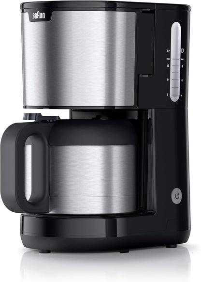 Braun PurShine KF1505 BK Filterkaffeemaschine, 1,2L 1000W Edelstahl-Thermokanne Schwarz