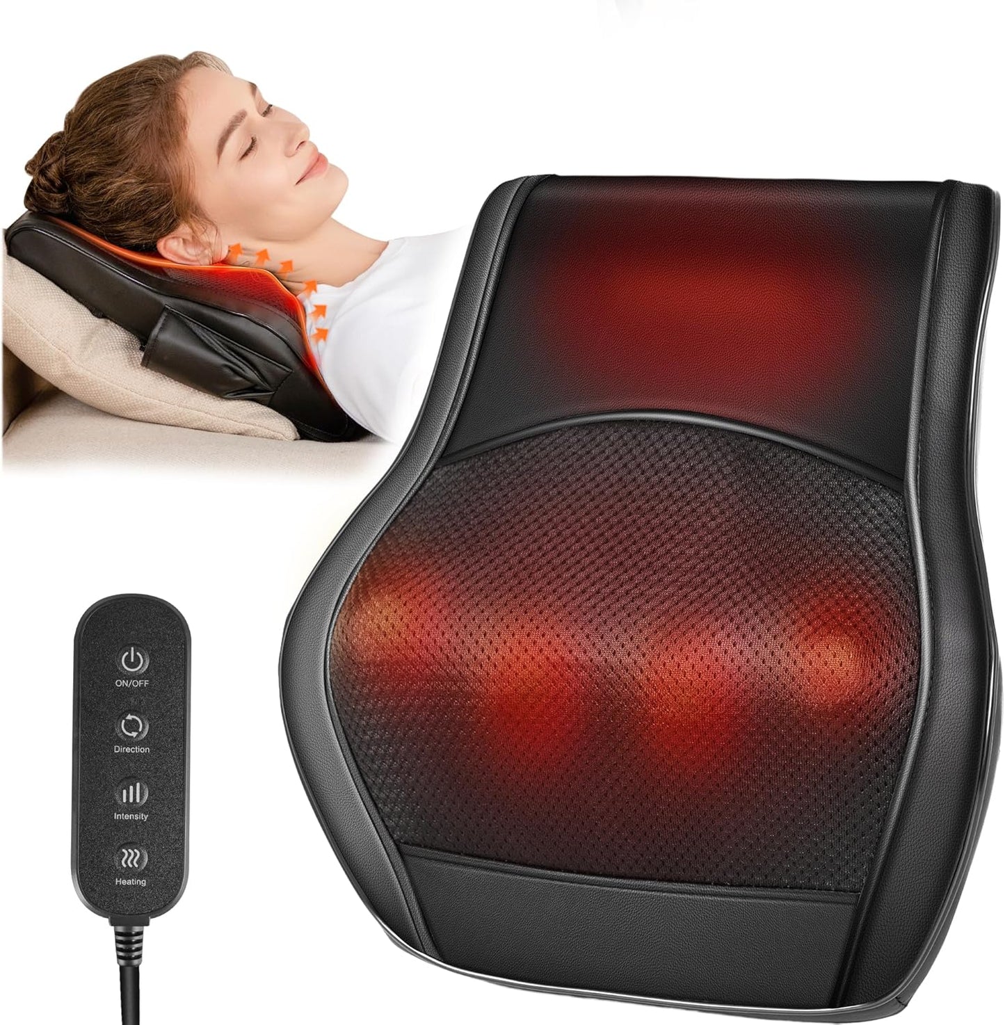 Brelley Massagegerät, Nackenmassagegerät mit Wärme, Shiatsu Rückenmassagegerät