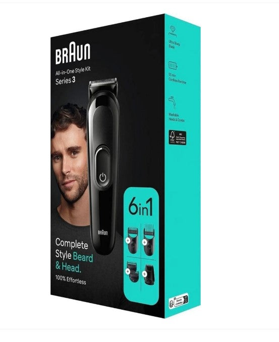 Braun Barttrimmer Bodygroomer Set 6 en 1 Bart et cheveux Contenu de la livraison : Soins professionnels légers 