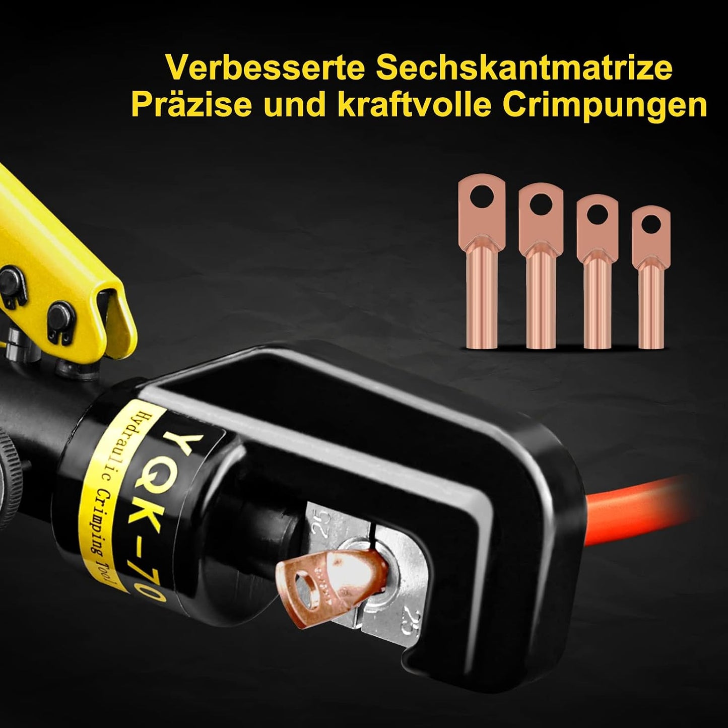 Brileine Hydraulische Crimpzange 4–70 mm²Batteriekabelschuh Crimpzange mit 9 Crimpbacken