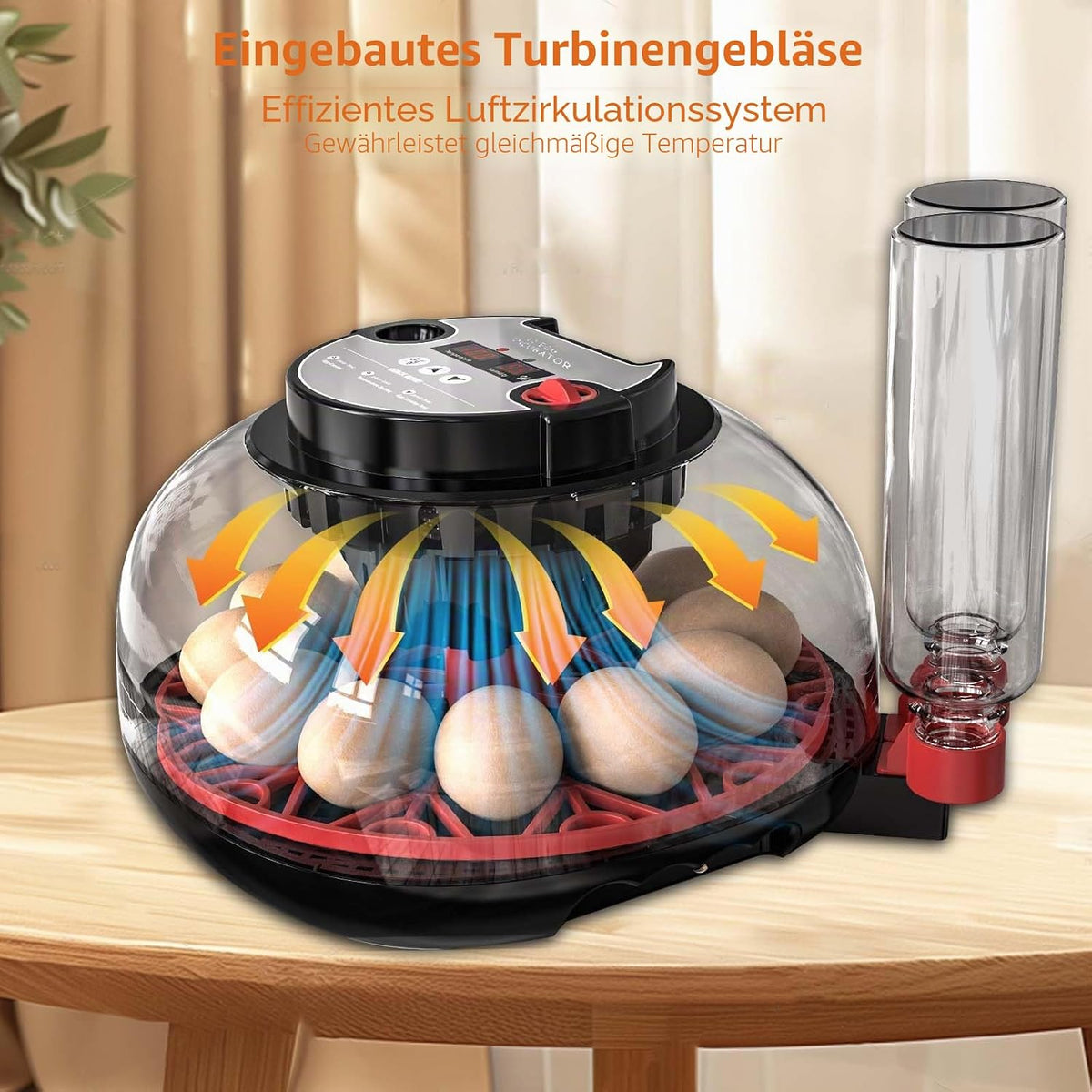 Brutautomat Vollautomatisch, Inkubator Hühner 12 Eier mit Automatische Wasserversorgung&Eierwender