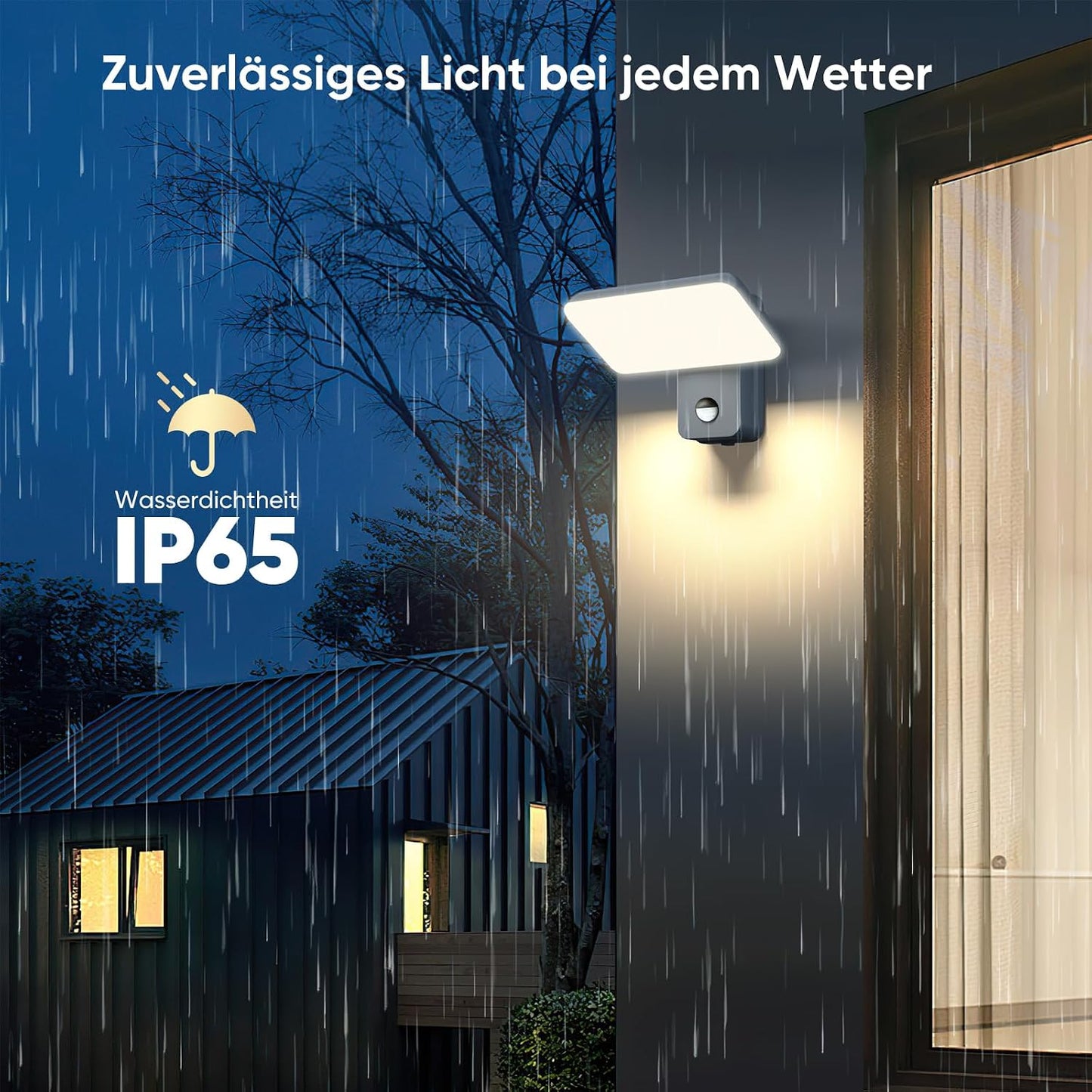 Brightower 24W Außenwandleuchte mit Bewegungsmelder,IP65 LED,Schwenkbar (Anthrazit)