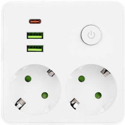Brennenstuhl mehrfachstecker doppelstecker Steckdosenadapter mit USB-C Quadrat Weiß