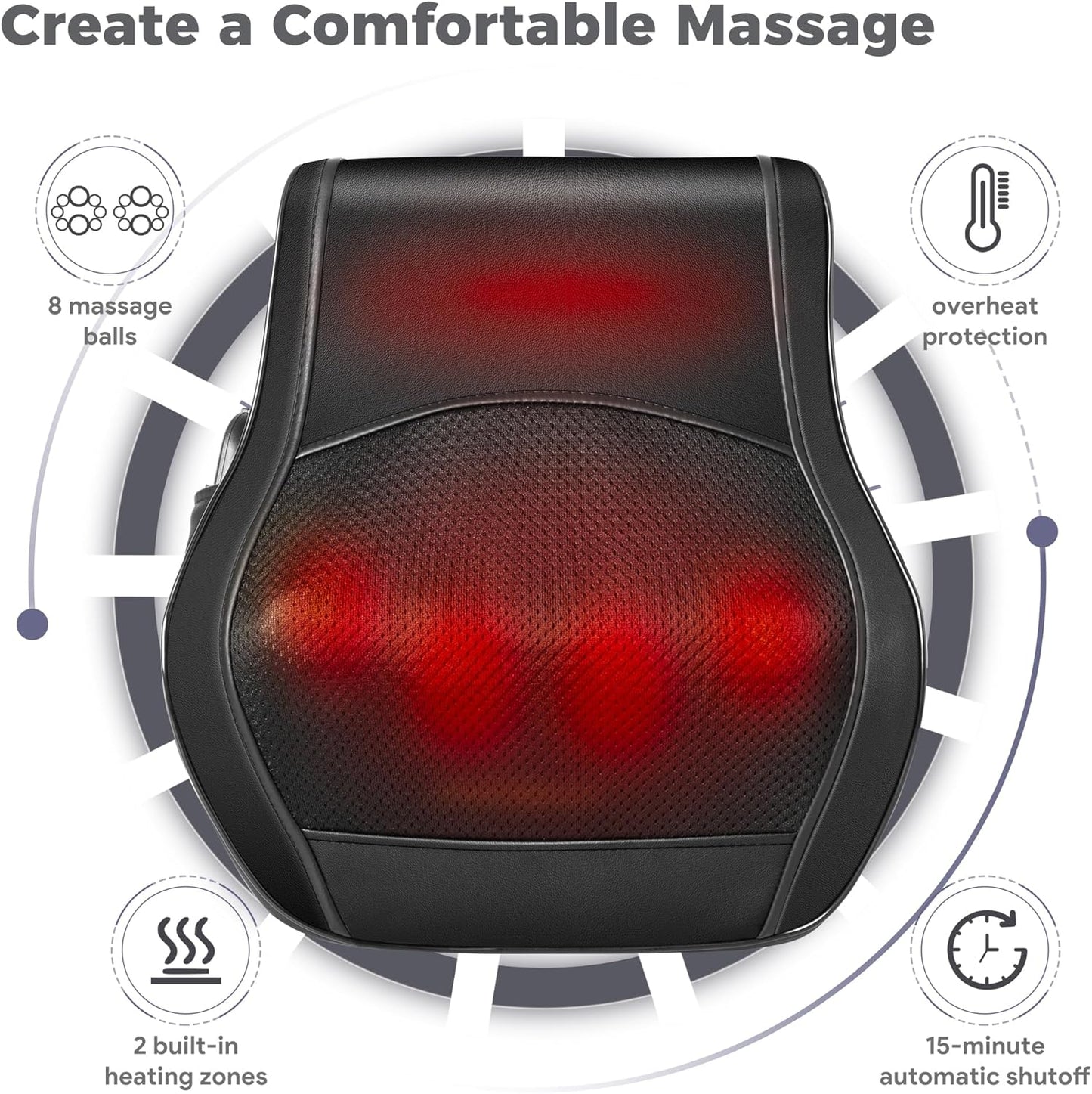Brelley Massagegerät, Nackenmassagegerät mit Wärme, Shiatsu Rückenmassagegerät