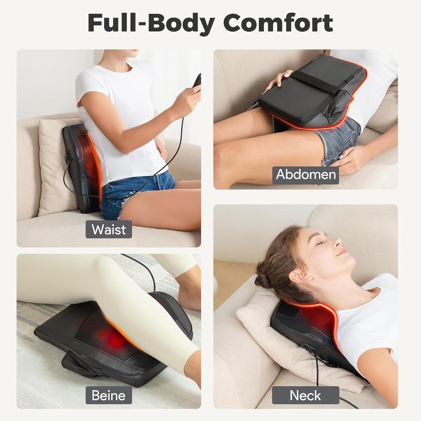 Brelley Massagegerät, Nackenmassagegerät mit Wärme, Shiatsu Rückenmassagegerät