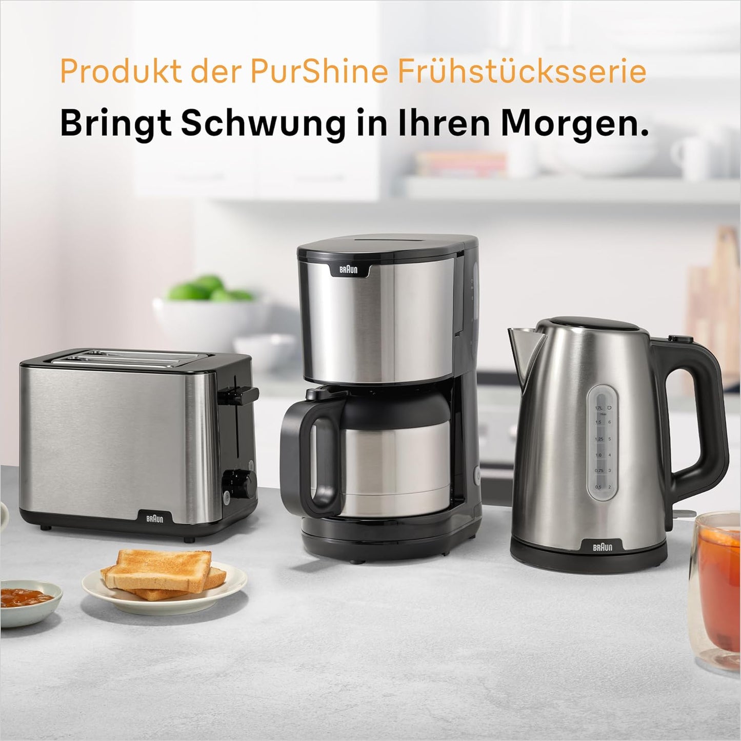 Braun PurShine KF1505 BK Filterkaffeemaschine, 1,2L 1000W Edelstahl-Thermokanne Schwarz