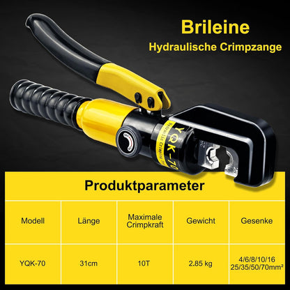 Brileine Hydraulische Crimpzange 4–70 mm²Batteriekabelschuh Crimpzange mit 9 Crimpbacken