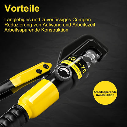 Brileine Hydraulische Crimpzange 4–70 mm²Batteriekabelschuh Crimpzange mit 9 Crimpbacken