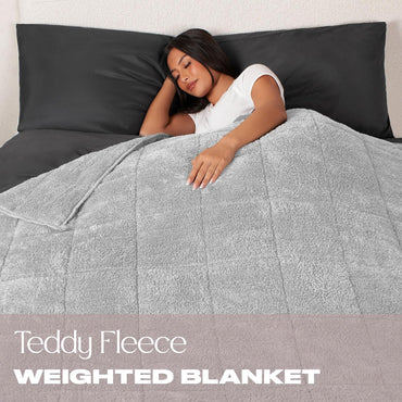 Brentfords Gewichtsdecke Fleece 8kg Super Weiche Teddy Fleece Decke für Erwachsene 150 x 200 cm Silbergrau