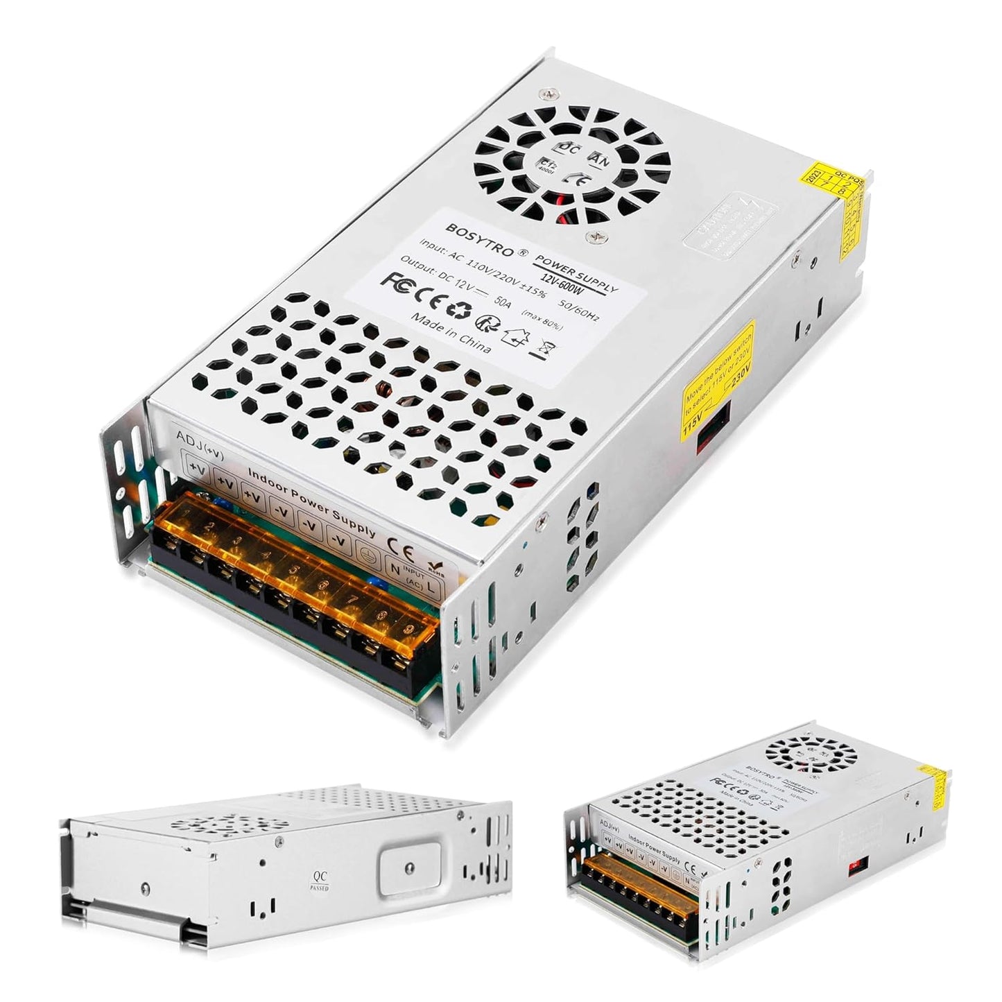 Bosytro 12V 50A 600W Schaltnetzteil, 12V Universal geregelter Netzteil (SMPS) LED Trafo