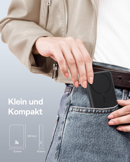 Baseus Magsafe Powerbank 10000mAh, Kabellose, Magnetische  für iPhone 15/14/13/12 Schwarz