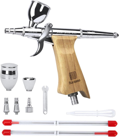 Bucasso Airbrush Kit, Air Brush Sprühpistole mit 0,3 mm/0,5 mm/0,8 mm Nadeln/Düsen-Sets
