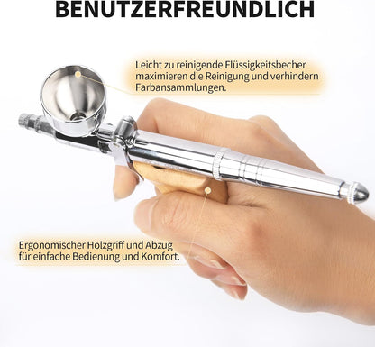 Bucasso Airbrush Kit, Air Brush Sprühpistole mit 0,3 mm/0,5 mm/0,8 mm Nadeln/Düsen-Sets