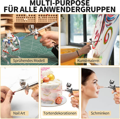 Bucasso Airbrush Kit, Air Brush Sprühpistole mit 0,3 mm/0,5 mm/0,8 mm Nadeln/Düsen-Sets